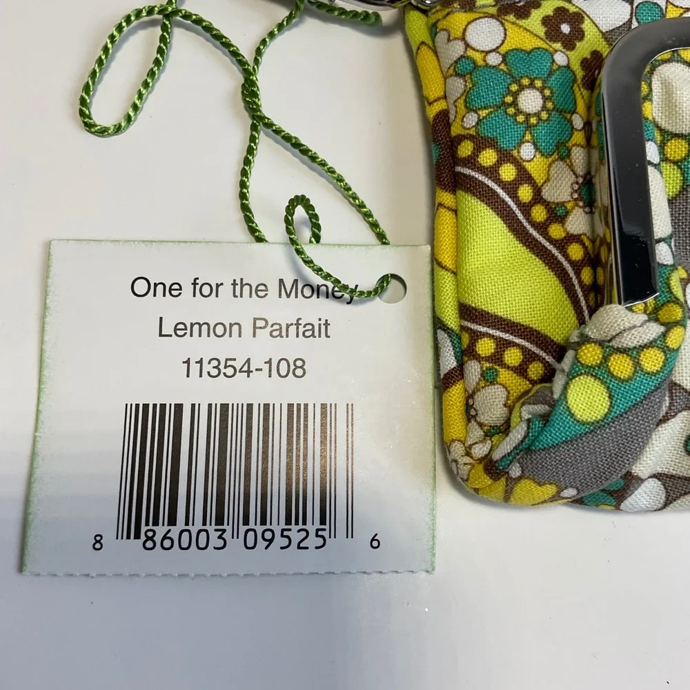 Vera Bradley One for the Money Wallet Lemon Parfait Paisley Quilted Cotton New - Picture 2 of 8